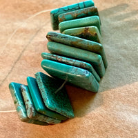 12 Turquoise Flat Square Beads