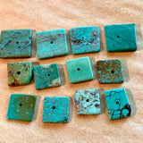 12 Turquoise Flat Square Beads