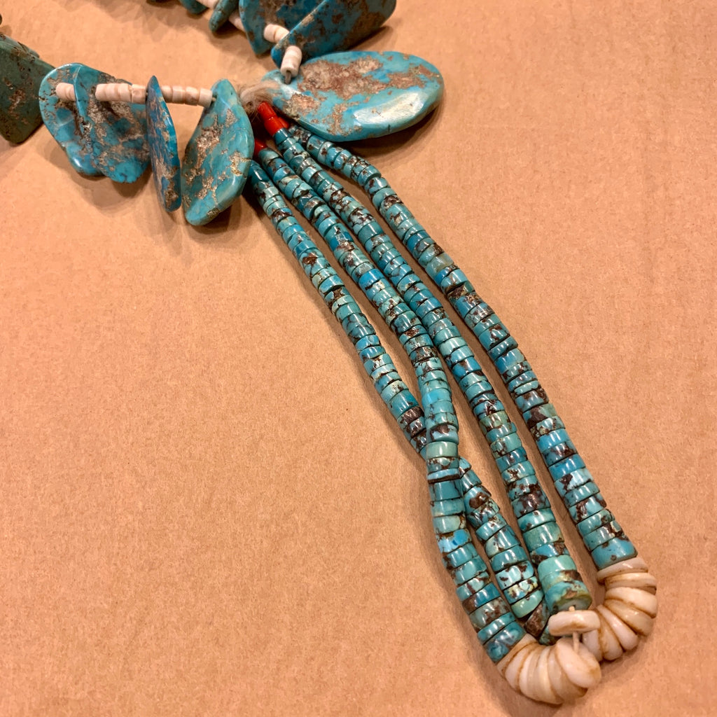 Andelaisi Boho Shell Choker Necklace - Blue Turquoise Scallop & Rice Bead Adjustable Chain