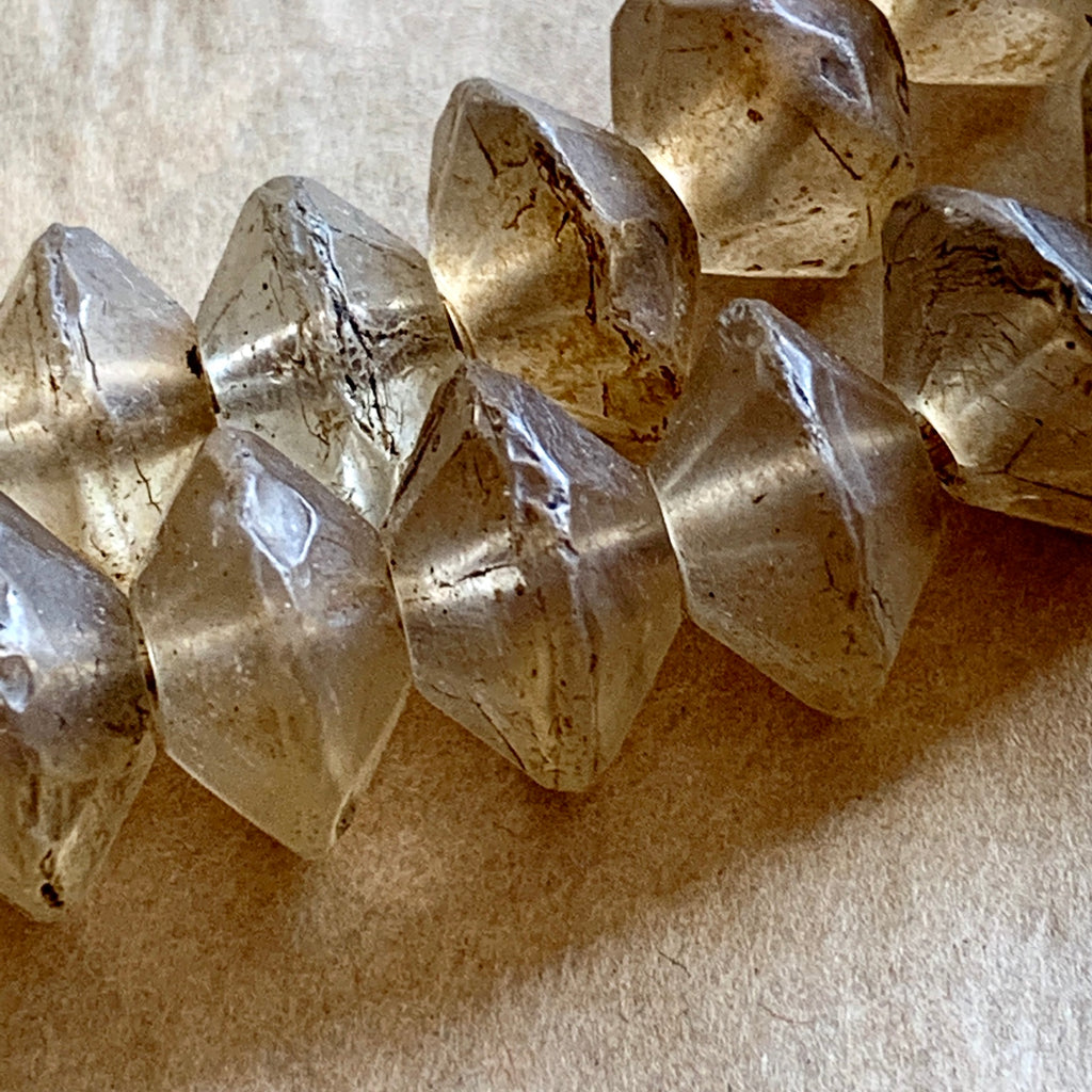 Clear Vaseline Bicone Beads