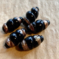 1960's Venetian Black & Gold Beads