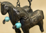Vintage Silver Chinese Horse Earrings from the 1970s