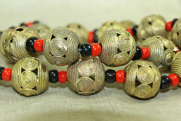classic Brass round bead from Ghana, strand
