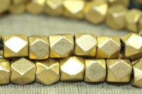 4mm Brass Cornerless Cube Beads, India