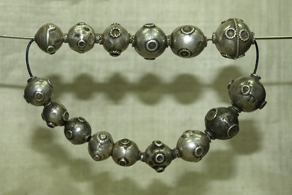 Strand of Old India Coin Silver Beads