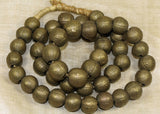 Strand of New Large Rounded Brass Beads from Nigeria
