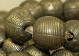 Strand of New Large Rounded Brass Beads from Nigeria
