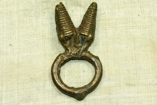 Rare Antique Double Phallic Bronze Ring from Cameroon