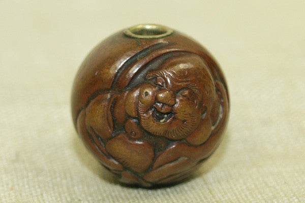 Antique Copper Hotei "Buddha" Ojime, Japan
