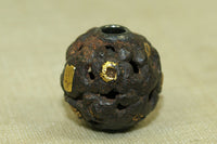 Antique Wood & Gold Ojime Bead, Japan