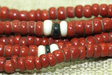 Brick Red Seed Beads with Sprinkled Black & White, 12º