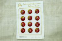 Czech Glass Fruit Buttons; Red Apples