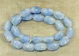 Vintage Japanese Glass Beads,  Mottled Icy Blue Ovals