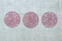 Vintage Glass Cabochons, Round Pink Floral