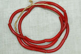 "Elbow" Glass Beads, Dark Red Strand