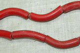 Red "Elbow" Glass Beads