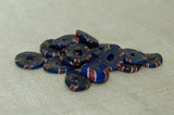 20 Antique Eja Beads, Small Blue with Stripes