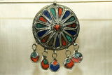 Large Enamel Berber Pendant with Dangles