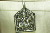 Large Rajasthani Rider Silver Pendant from India