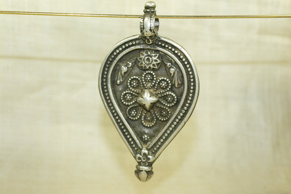 Large, Heavy Old Coin Silver Pendant from India