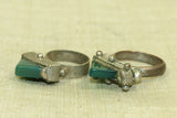 Pair Tuareg Rings with Green Agate Stone