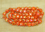Vintage German Glass Beads-Opaque Orange A/B Fire Polish