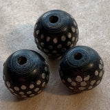 Black Coral Beads with Silver Inlay, Yemen