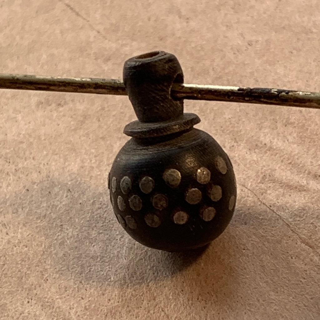 Black Coral Tassel Beads with Silver Inlay, Yemen