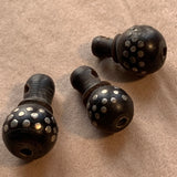 Black Coral Tassel Beads with Silver Inlay, Yemen