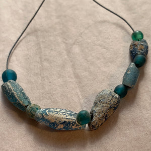 Ancient Roman Glass Beads Strand, 11 Beads