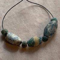 Ancient Roman Glass Beads Strand, 7 Beads