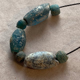 Ancient Roman Glass Beads Strand, 7 Beads
