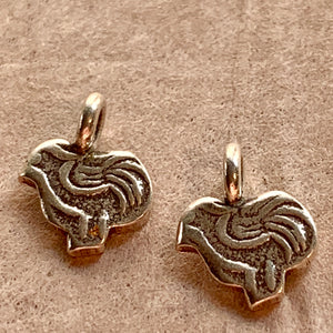 Thai Silver Small Bird Charms, Pair