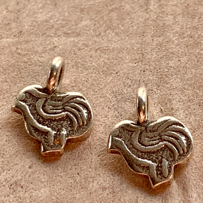 Thai Silver Small Bird Charms, Pair