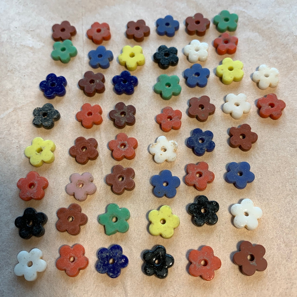 10mm Pressed Glass Flowers 1930's