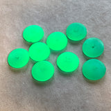 10 Antique Green Vaseline Beads, Smooth Disc