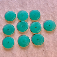 10 Antique Green Vaseline Beads, Smooth Disc