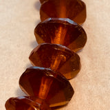 Antique Dark Amber Vaseline Beads, Pair