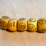 Antique 1800's Yellow Glass Venetian Bead with Eyes