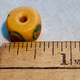 Antique 1800's Yellow Glass Venetian Bead with Eyes
