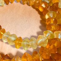 Vaseline Bicone Beads, Amber & Jonquil Glass