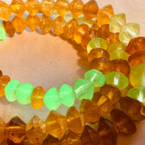 Vaseline Bicone Beads, Amber & Jonquil Glass
