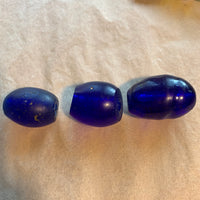 Antique Large Football Shape Blue Dogon Beads