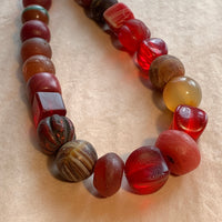 Red Vaseline Beads, Mixed Strand