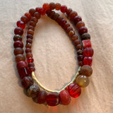 Red Vaseline Beads, Mixed Strand