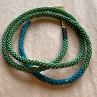 Old Czech Glass Green Flower Beads, 4 Petals