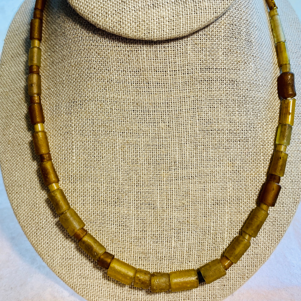Ancient Egyptian Yellow Glass Beads with Gold Foil