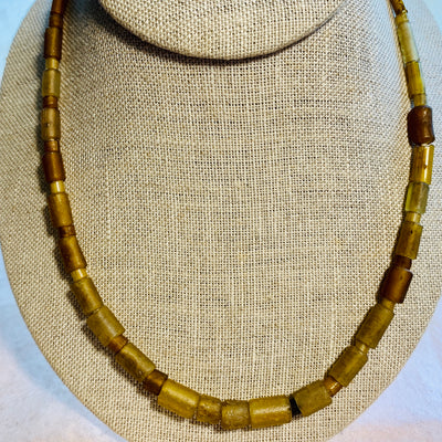 Ancient Egyptian Yellow Glass Beads with Gold Foil