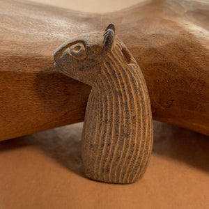 Ancient Lapis Carved Cat Bead, Afghan