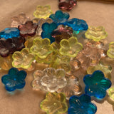 16mm Czech Pressed Glass Flowers, 1980's